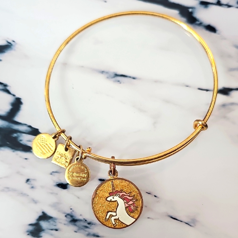 Alex and Ani Gold Unicorn Charm Bracelet